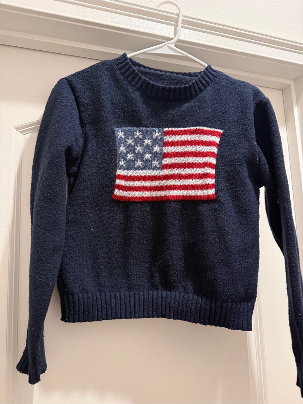 Navy American Flag Crewneck Sweater - Women